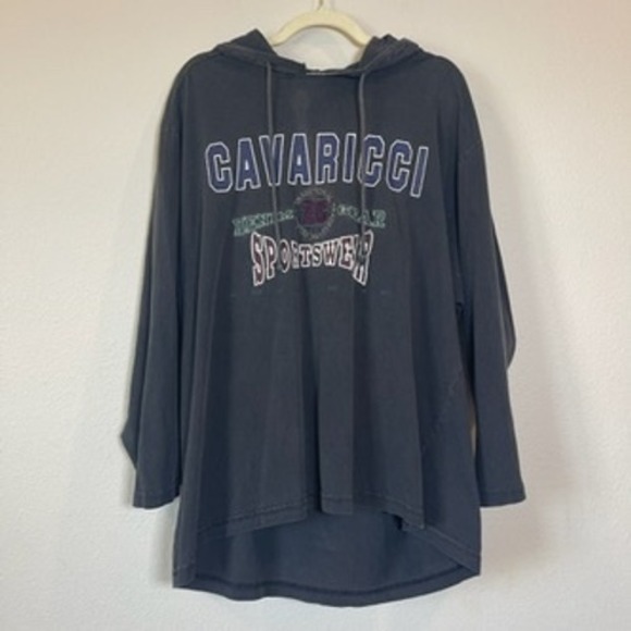 Z. Cavaricci Other - Vintage‎ Z Cavaricci 90's Hooded Graphic Tee Mens Medium Black Long Sleeve Y2K